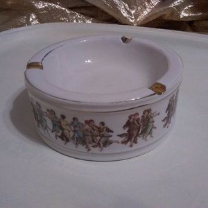 Vintage Mid-Century Colibri Ashtray, Gold Trim, Grecian Maids Dancing, Original